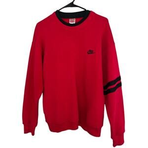 Vintage 90’s Nike Sweatshirt Red Black Bred Swoosh Crewneck W/Pockets MEDIUM USA
